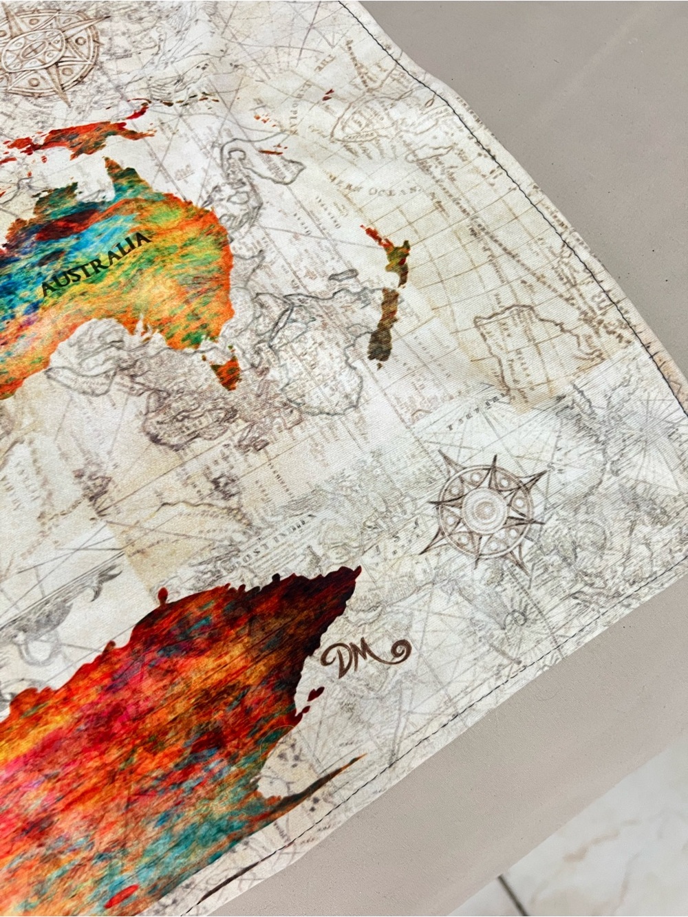 World Map Fabric Wall Tapestry in Multicolor - Picture 4 of 10